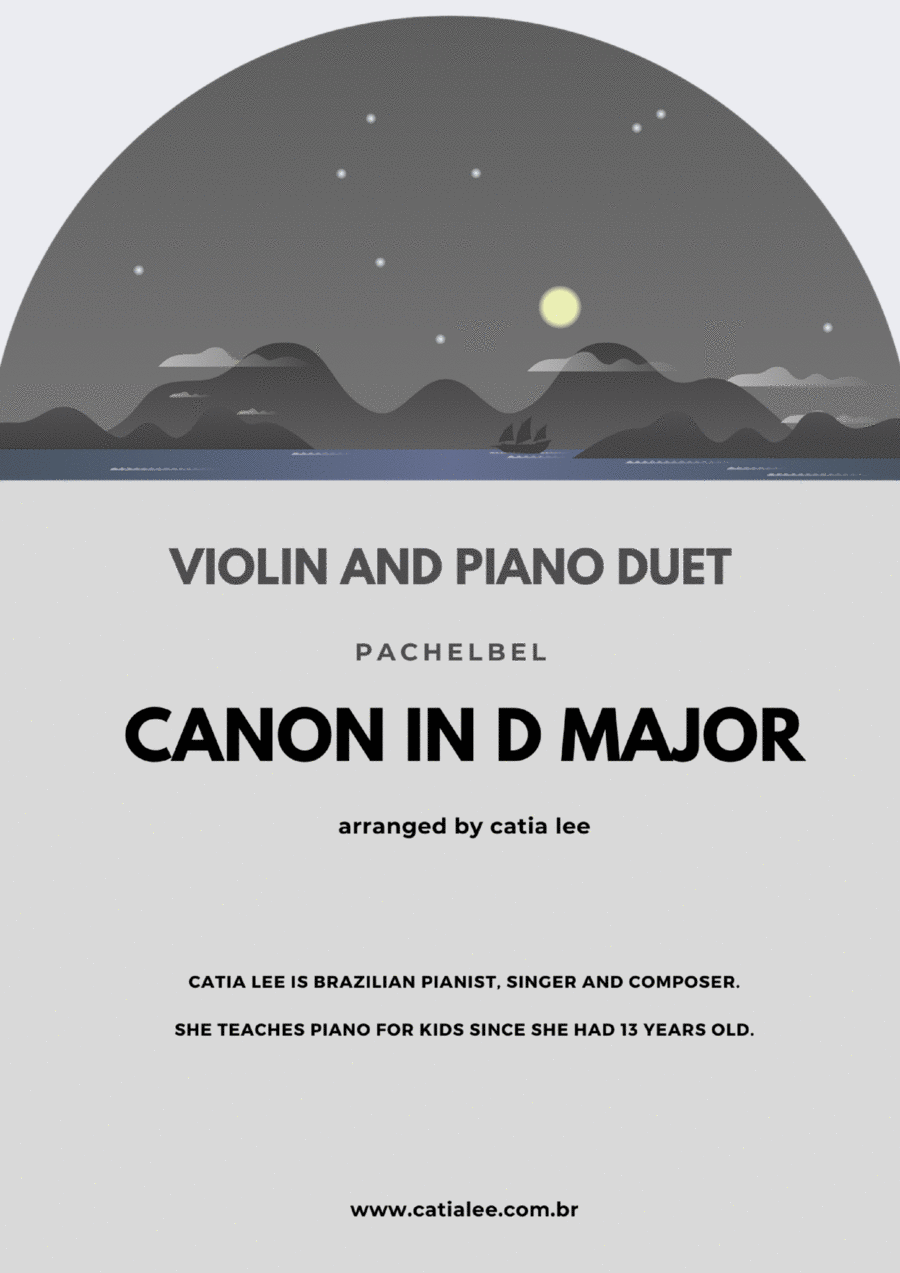 Canon in D - Pachelbel - C Major - for violin and piano duet Violin Solo scores gallery preview page 1