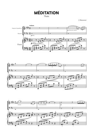 Jules Massenet - Thaïs Meditation (for Soprano Saxophone, Bassoon and Piano)
