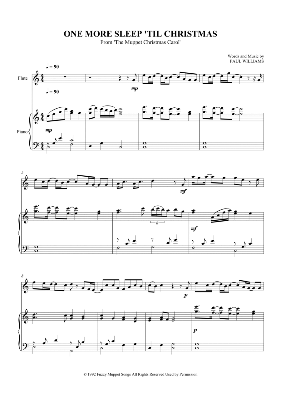 One More Sleep 'til Christmas Flute scores gallery preview page 1