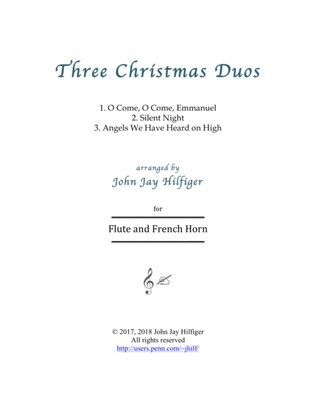 Book cover for Three Christmas Duos for Flute and Horn