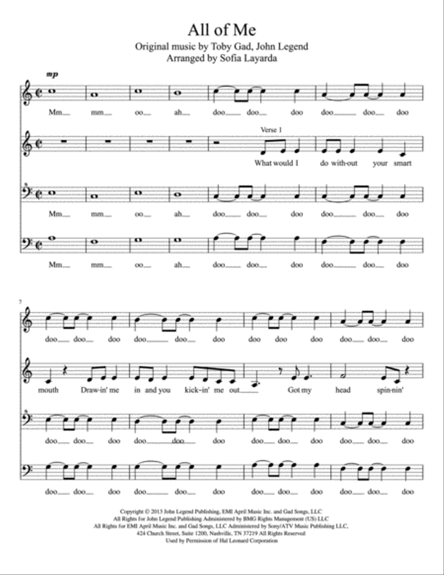 All Of Me 4-Part scores gallery preview page 1