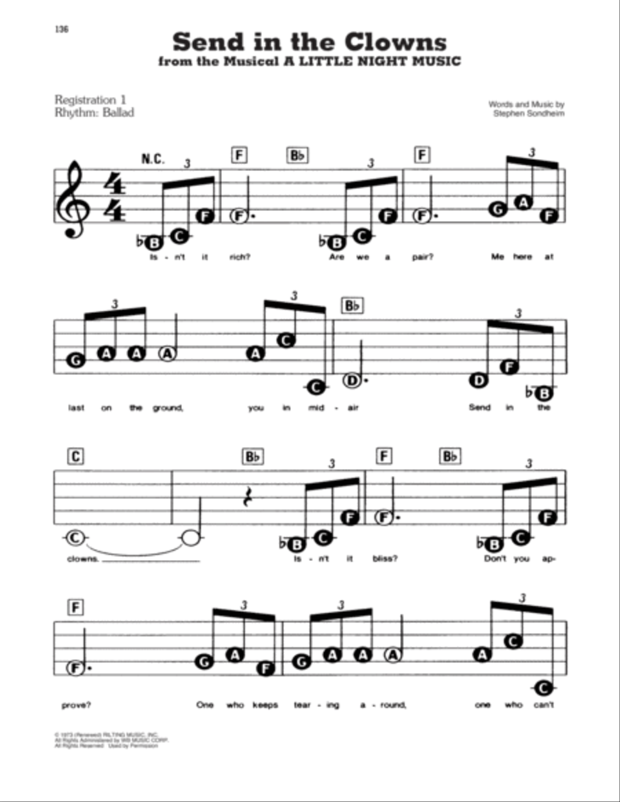 Send In The Clowns (from A Little Night Music) Electronic Keyboard scores gallery preview page 1