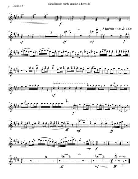 Variations on "Sur le quai de la Ferraille" for clarinet trio image number null