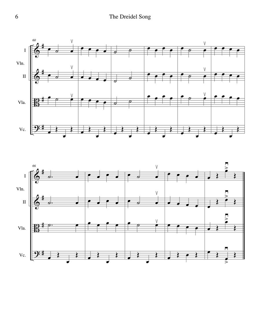 The Dreidel Song (I Have a Little Dreidel) - for string quartet String Quartet scores gallery preview page 6