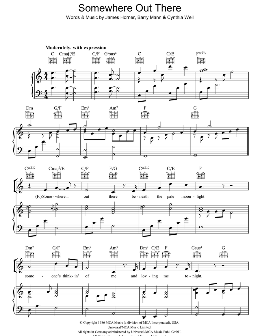 Somewhere Out There Acoustic Guitar scores gallery preview page 1