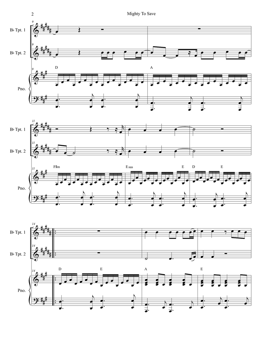 Mighty To Save Trumpet Duet scores gallery preview page 2