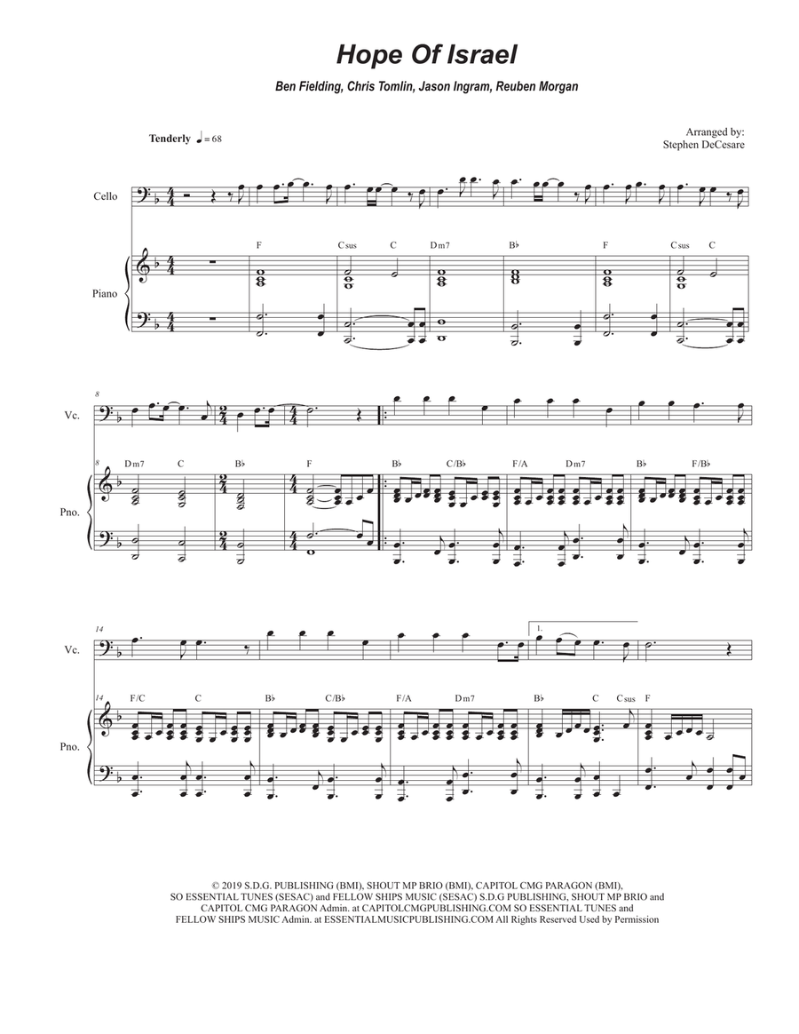 Hope Of Israel Piano scores gallery preview page 1