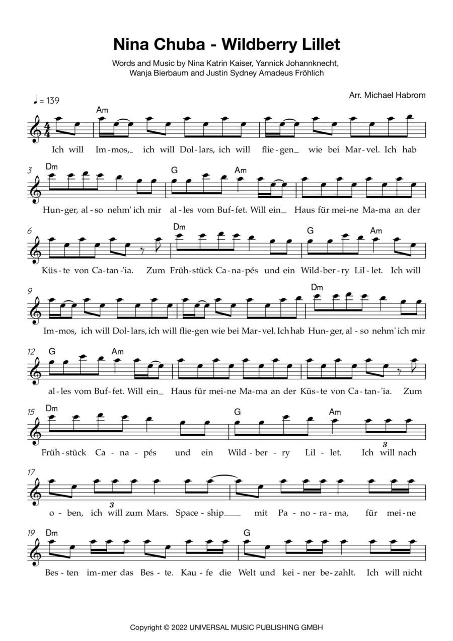 Wildberry Lillet Flute Solo scores gallery preview page 1