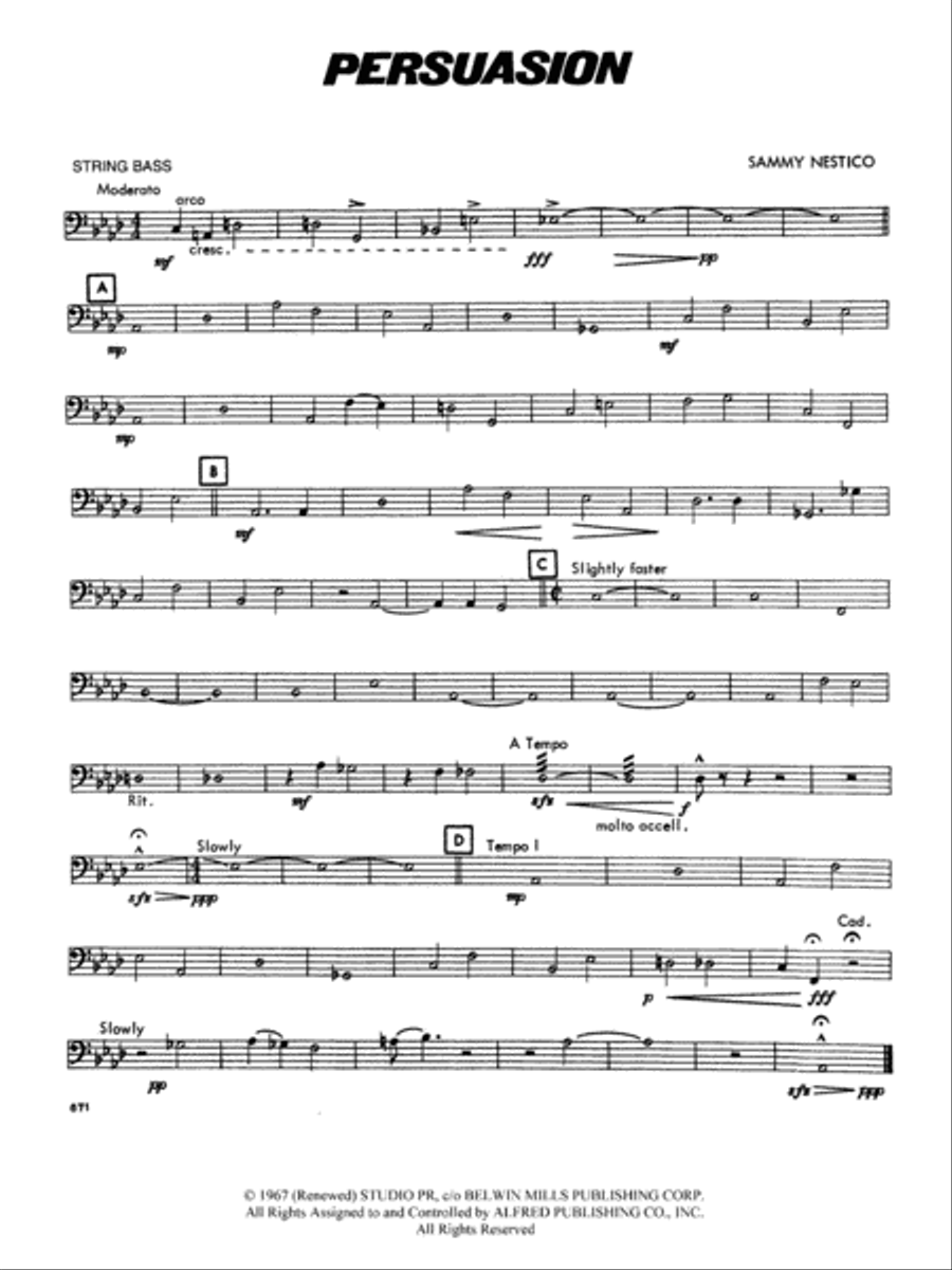 Persuasion: String Bass Persuasion: String Bass Concert Band scores gallery preview page 1