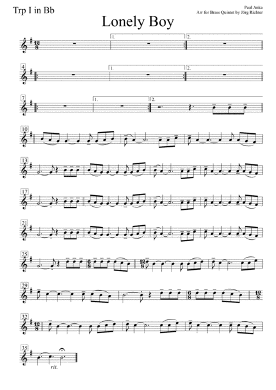 Lonely Boy Brass Ensemble scores gallery preview page 6
