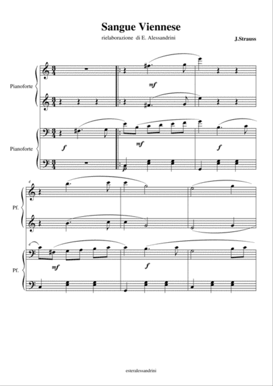 Sangue Viennese - Wiener Blut Easy Piano scores gallery preview page 1