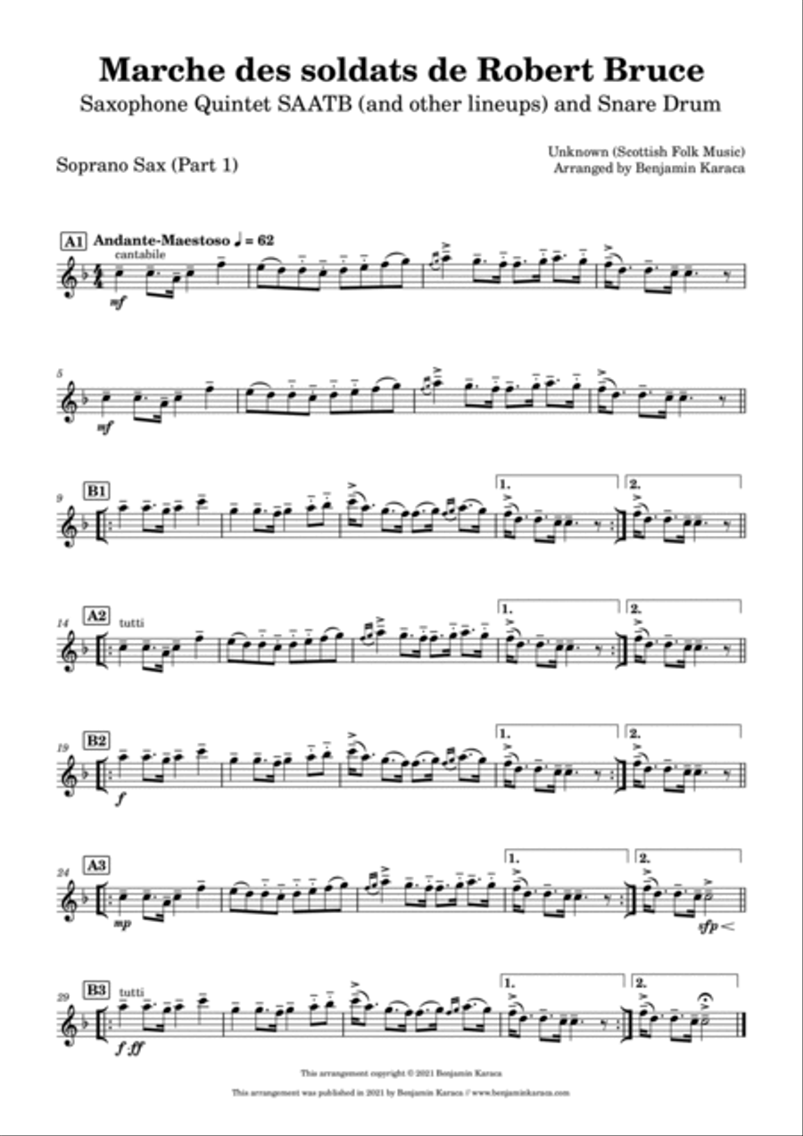 Marche des soldats de Robert Bruce Saxophone Quintet scores gallery preview page 3