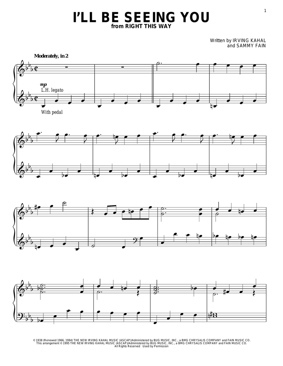 I'll Be Seeing You I'll Be Seeing You Piano Solo scores gallery preview page 1
