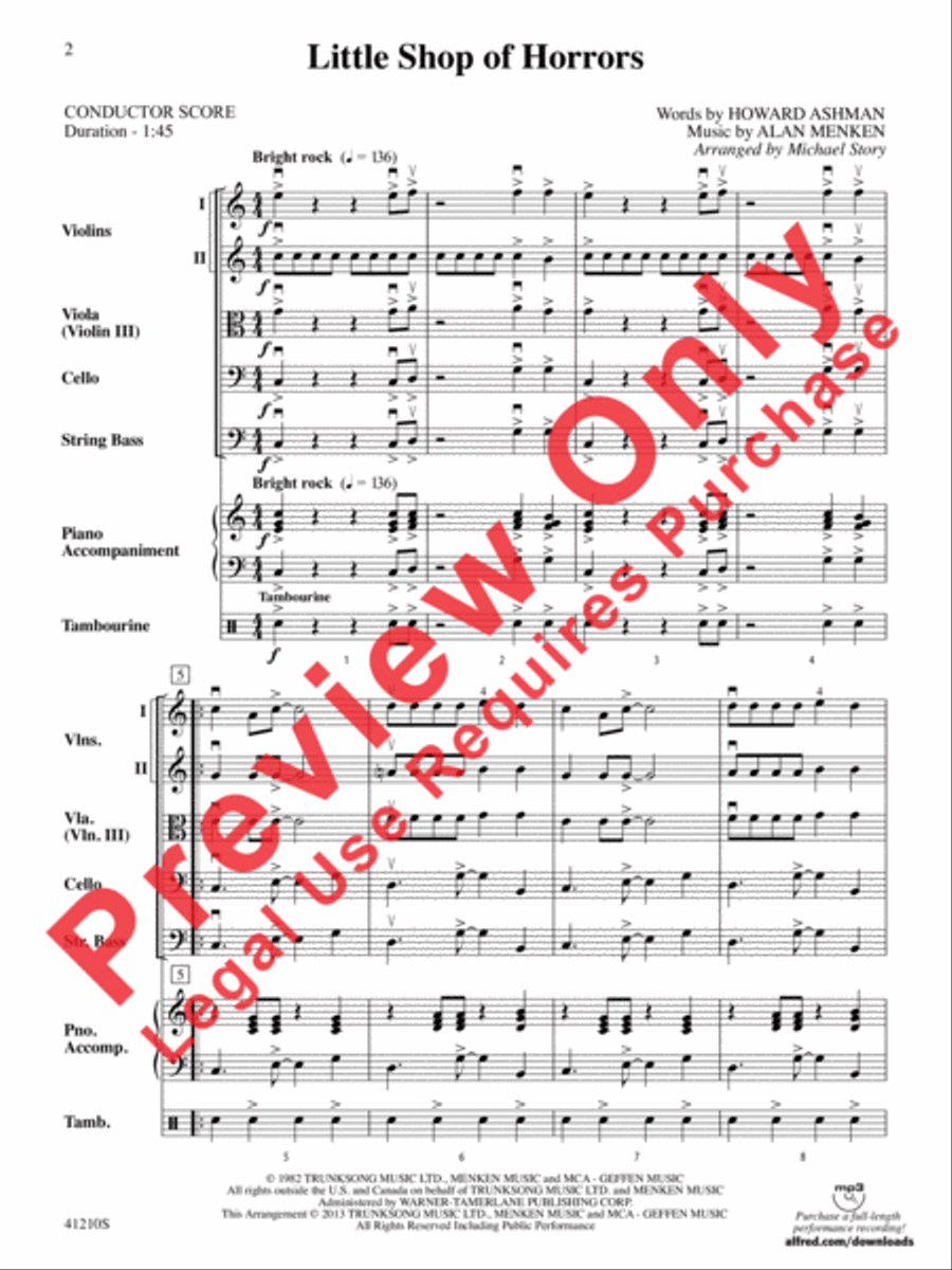 Little Shop of Horrors Little Shop of Horrors String Orchestra scores gallery preview page 3