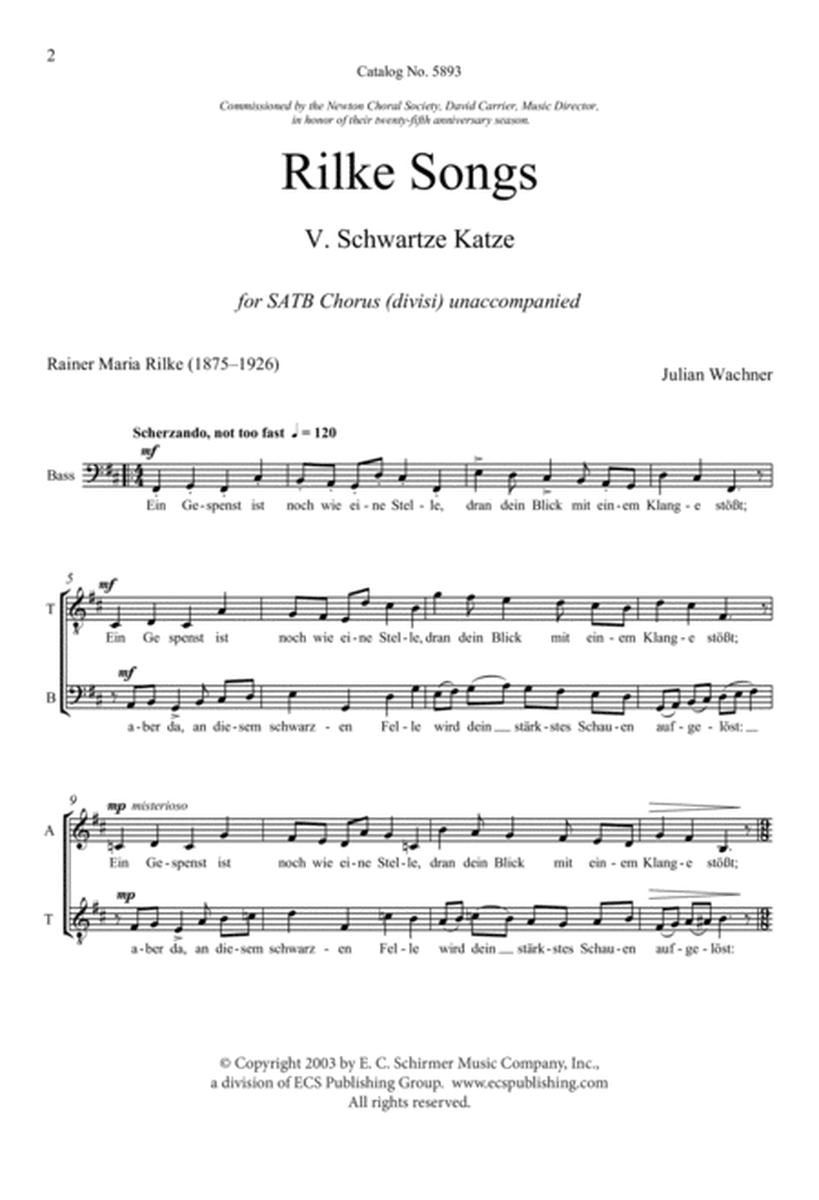 Rilke Songs: 5. Schwartze Katze (Downloadable)
