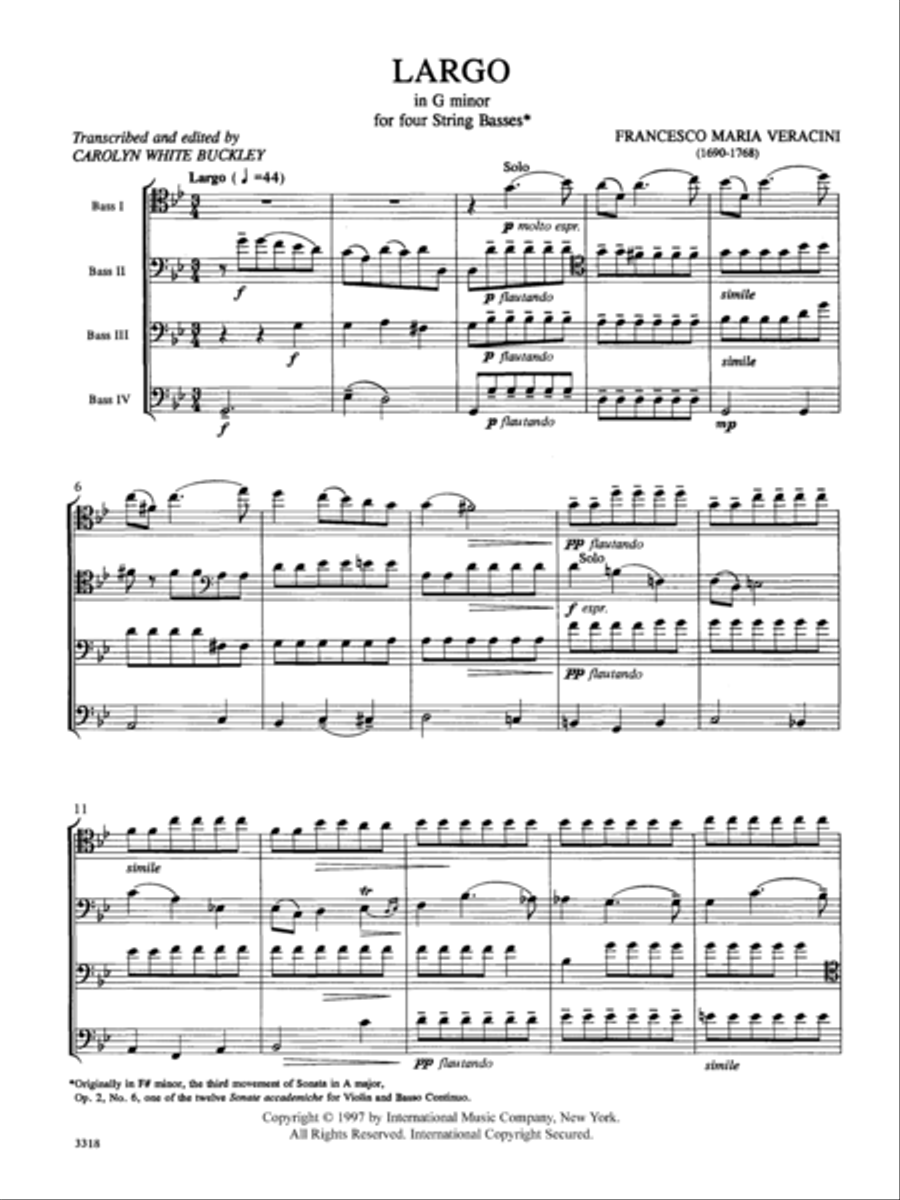 Largo In G Minor Double Bass scores gallery preview page 2