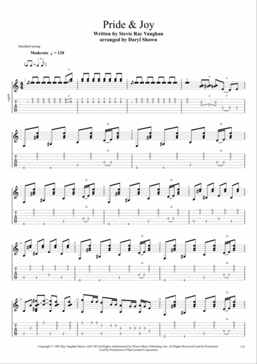 Pride And Joy Electric Guitar scores gallery preview page 1