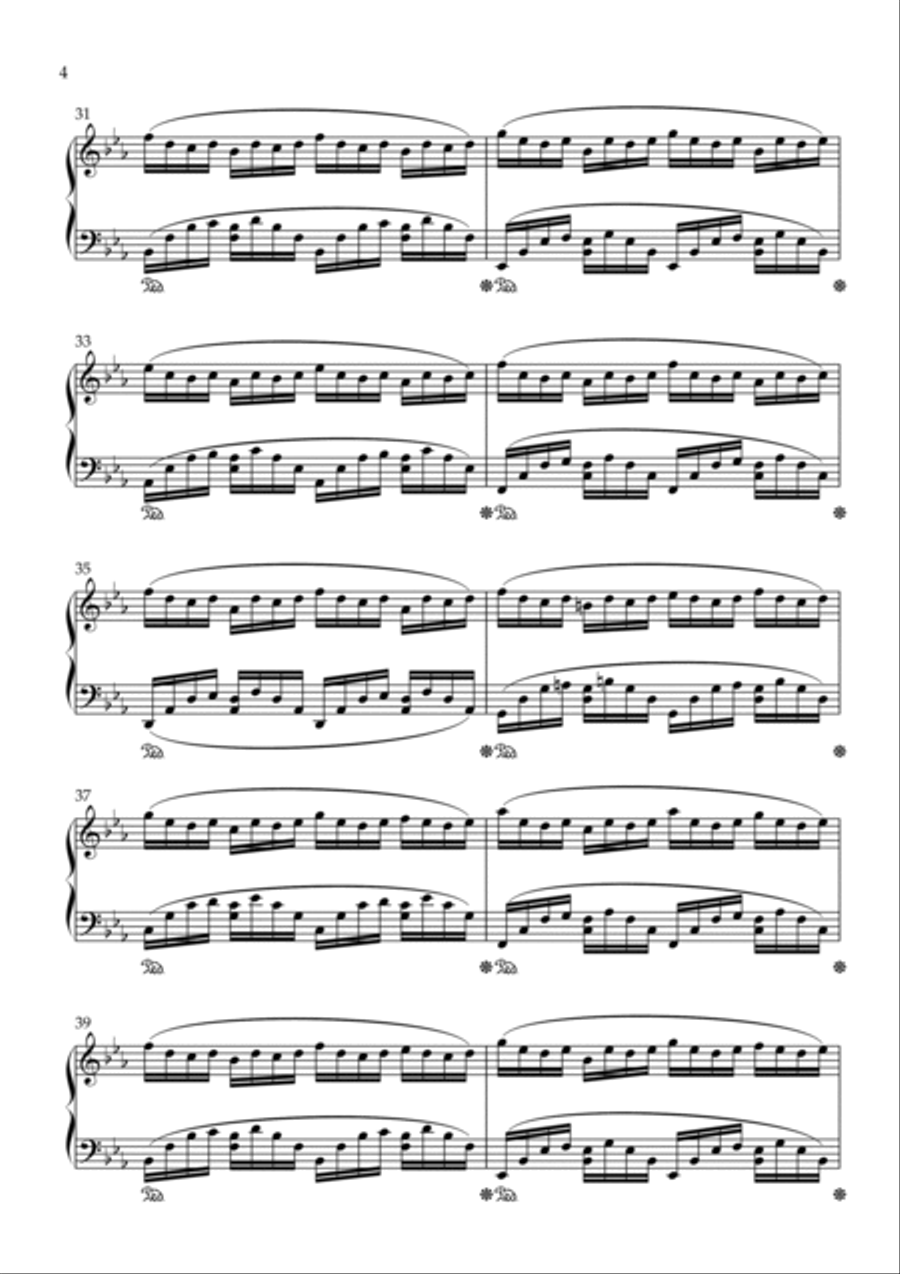 G minor Theme from: Prélude No. 2 in C Minor BWV 847 Piano Solo scores gallery preview page 4