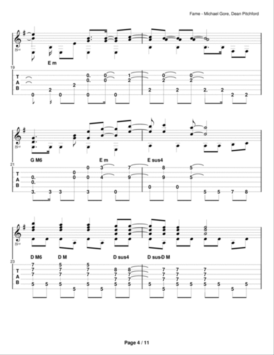 Fame Electric Guitar scores gallery preview page 4