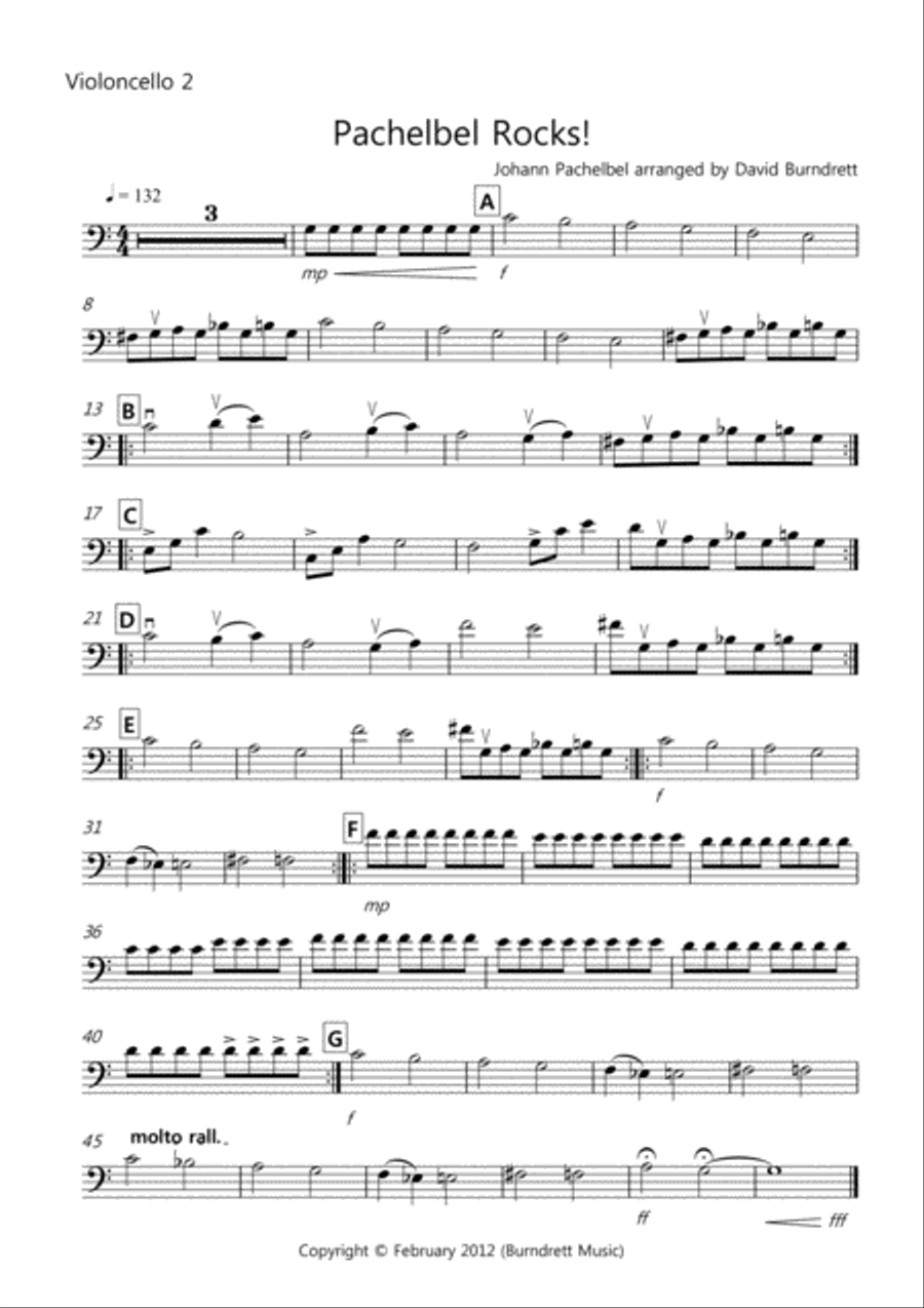 Pachelbel Rocks! for Cello Quartet Cello Solo scores gallery preview page 5