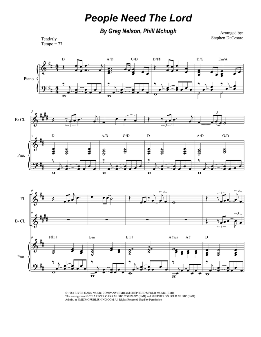People Need The Lord People Need The Lord Woodwind Duet scores gallery preview page 1