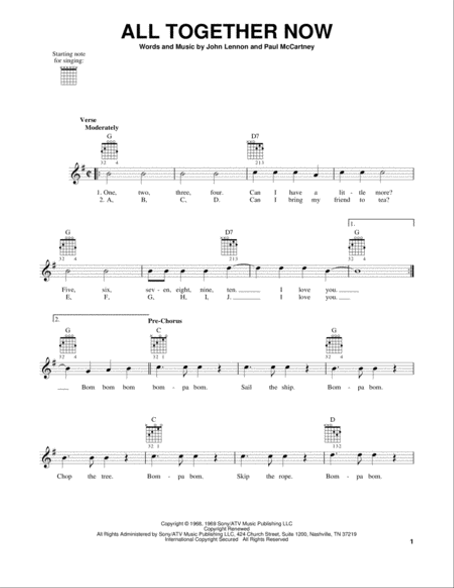 All Together Now Acoustic Guitar scores gallery preview page 1