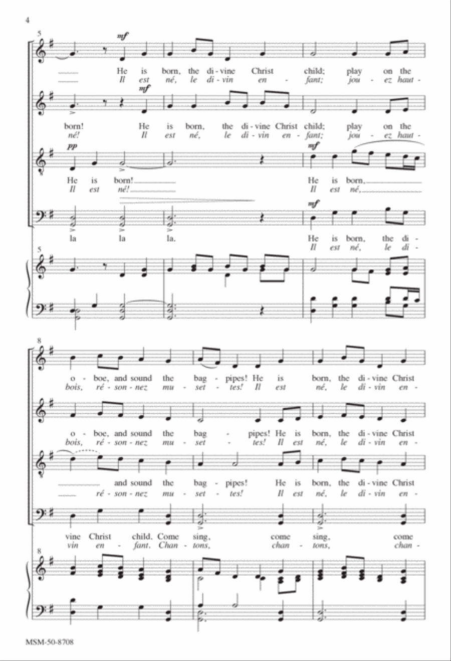 He Is Born, the Divine Christ Child 4-Part scores gallery preview page 4