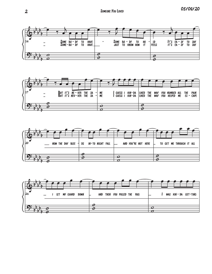 Someone You Loved Easy Piano scores gallery preview page 2