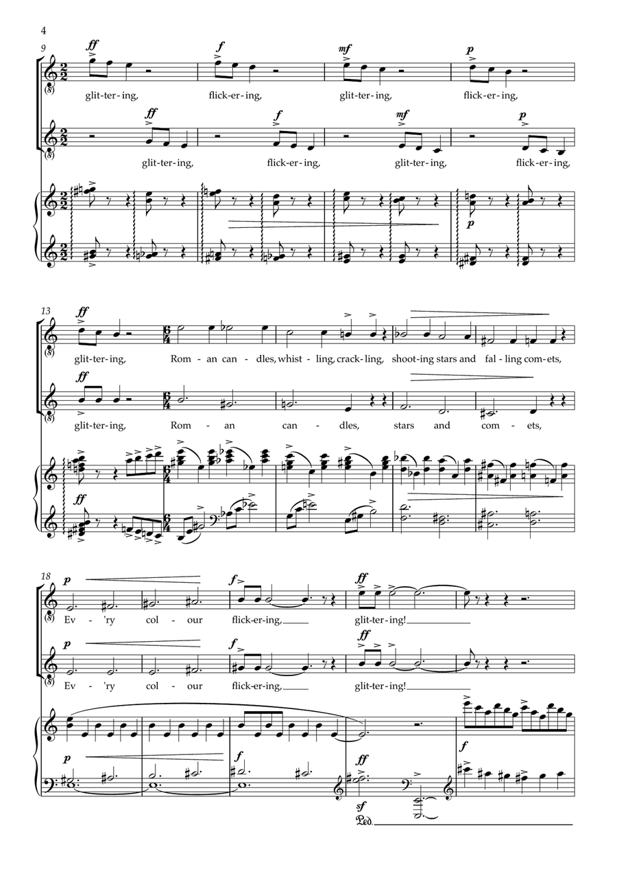 Fireworks (Voices in two parts and piano) 2-Part scores gallery preview page 4