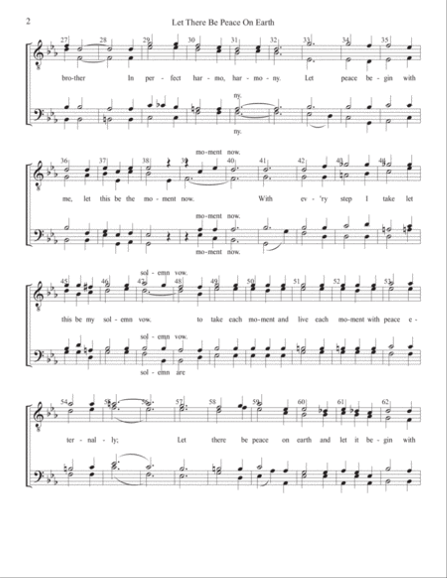 Let There Be Peace On Earth TTBB scores gallery preview page 2