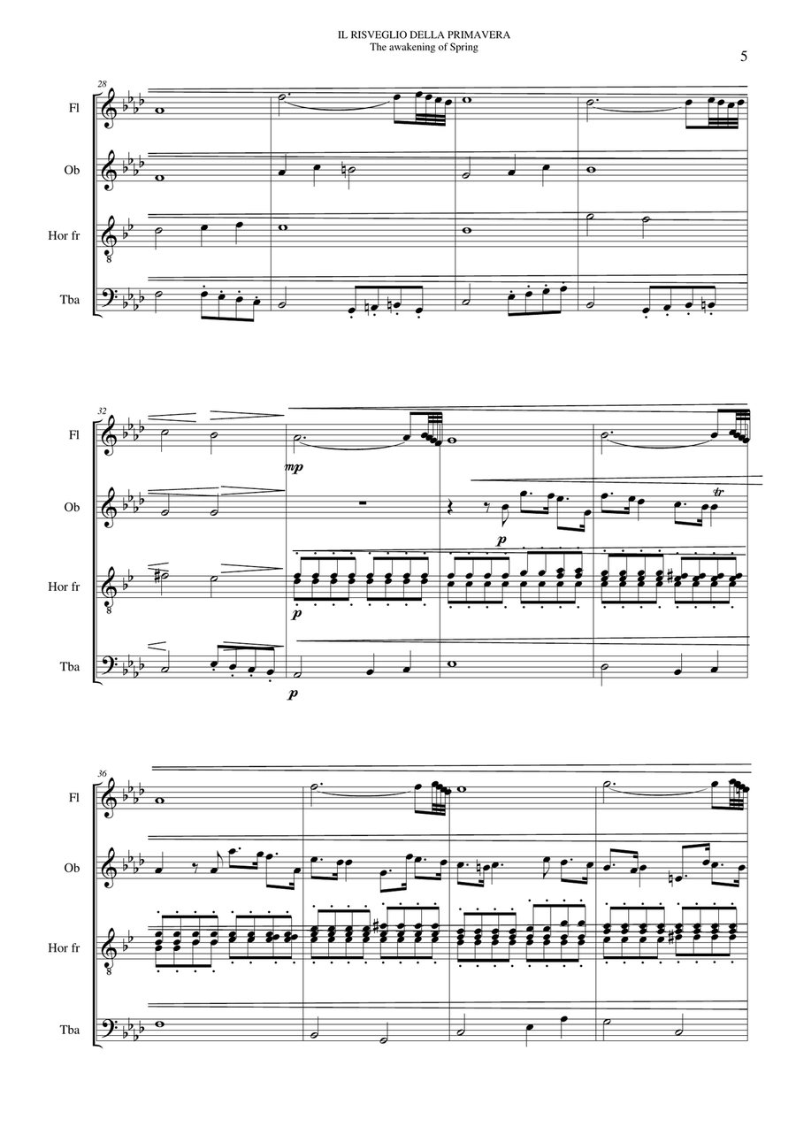 IL RISVEGLIO DELLA PRIMAVERA- The awakening of Spring - Tagliabue - For Fl, Ob, Fr.Horn, Tba, Vibr. Brass Ensemble scores gallery preview page 5