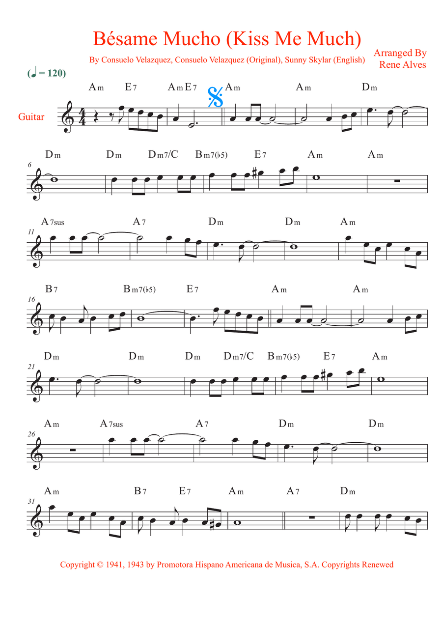 Bésame Mucho (Kiss Me Much) Acoustic Guitar scores gallery preview page 1