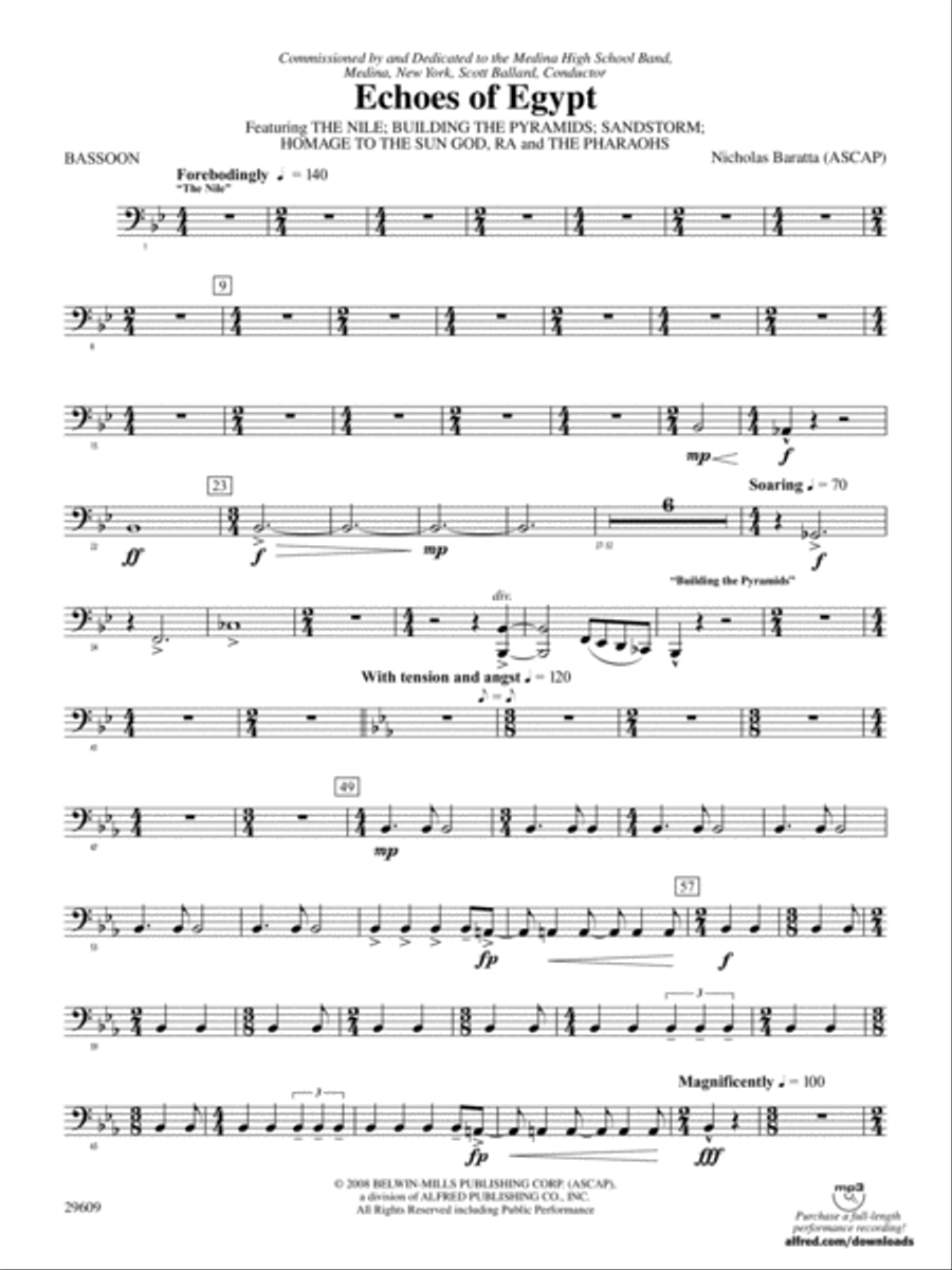 Echoes of Egypt: Bassoon Concert Band scores gallery preview page 1