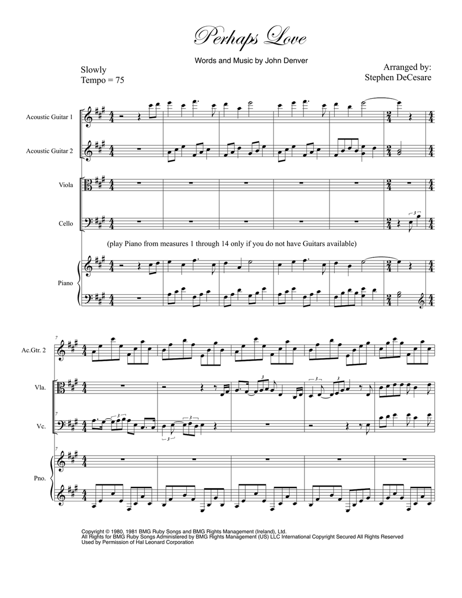Perhaps Love Perhaps Love String Quartet scores gallery preview page 1