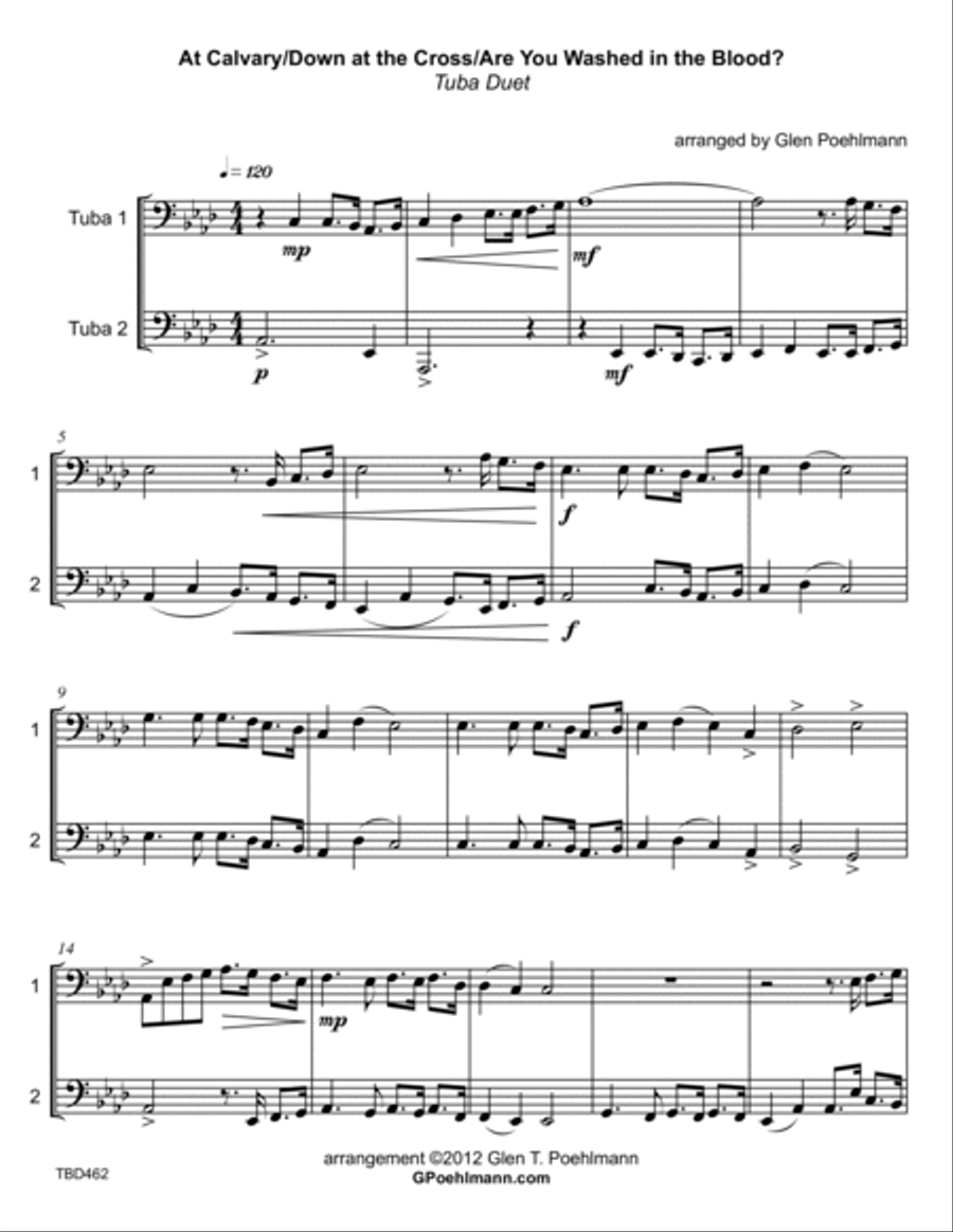 AT CALVARY/AT THE CROSS/ARE YOU WASHED - TUBA DUET (unaccompanied) Brass Duet scores gallery preview page 1
