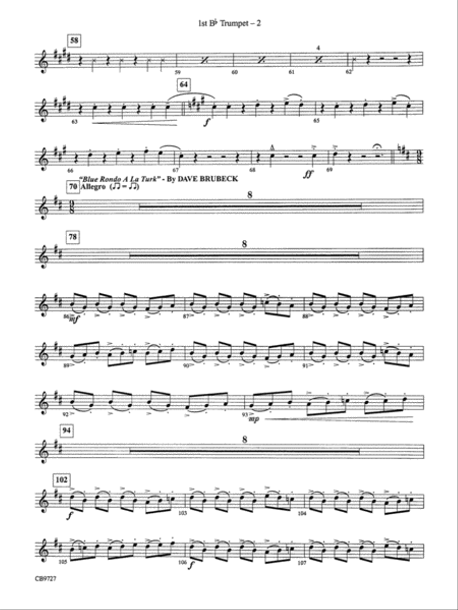Dave Brubeck: It's About Time: 1st B-flat Trumpet Concert Band scores gallery preview page 2