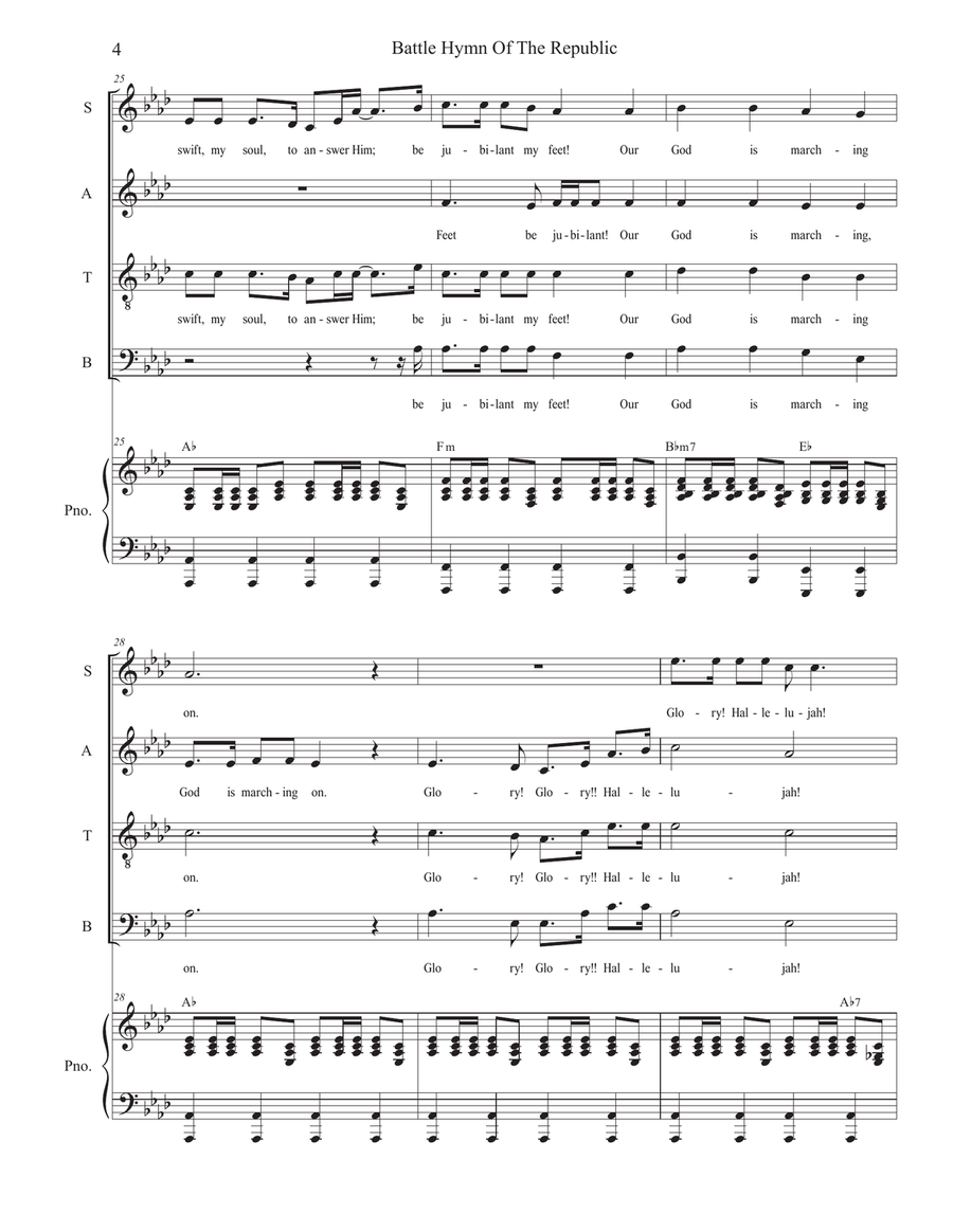The Battle Hymn of the Republic (Vocal Quartet - (SATB) The Battle Hymn of the Republic (Vocal Quartet - (SATB) 4-Part scores gallery preview page 5