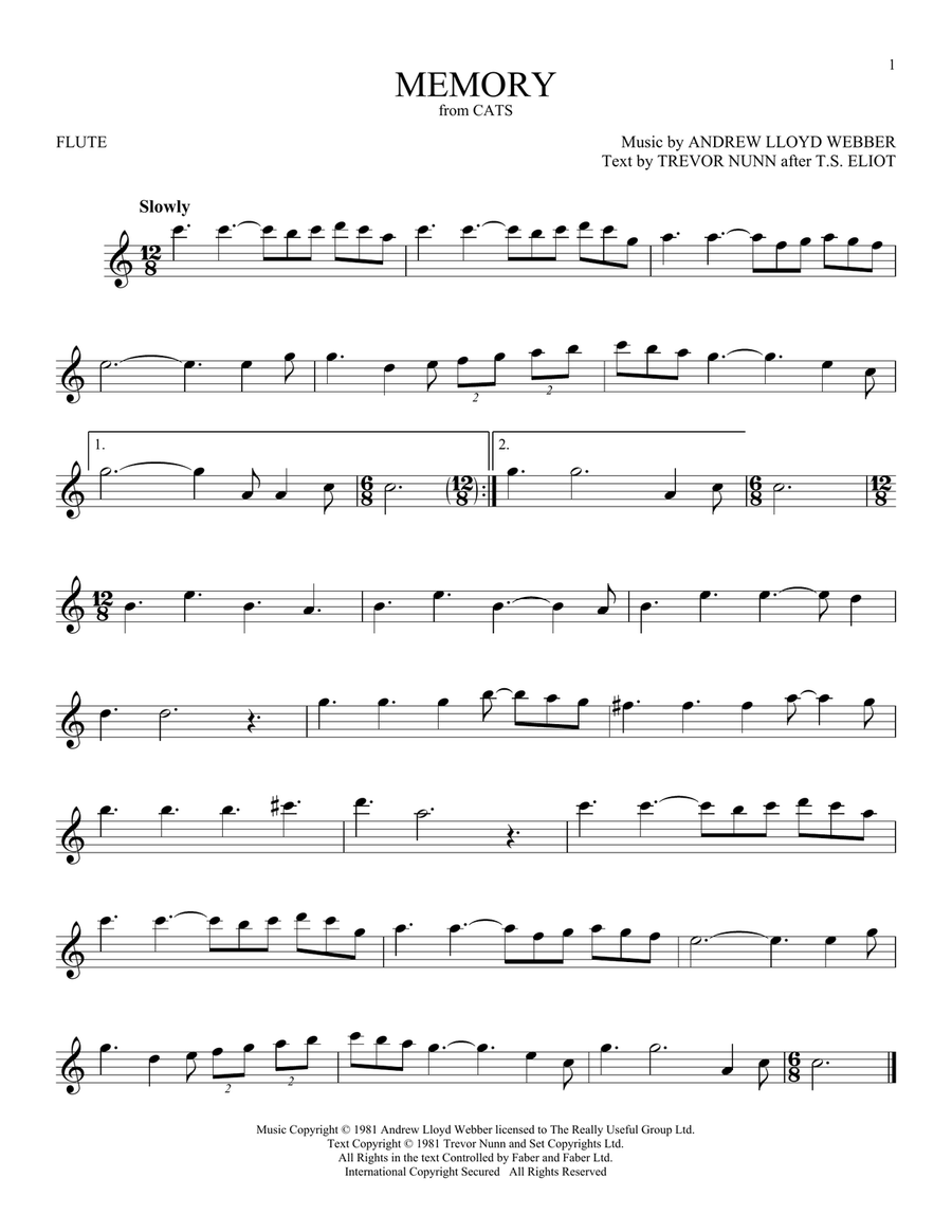 Memory (from Cats) Flute Solo scores gallery preview page 1