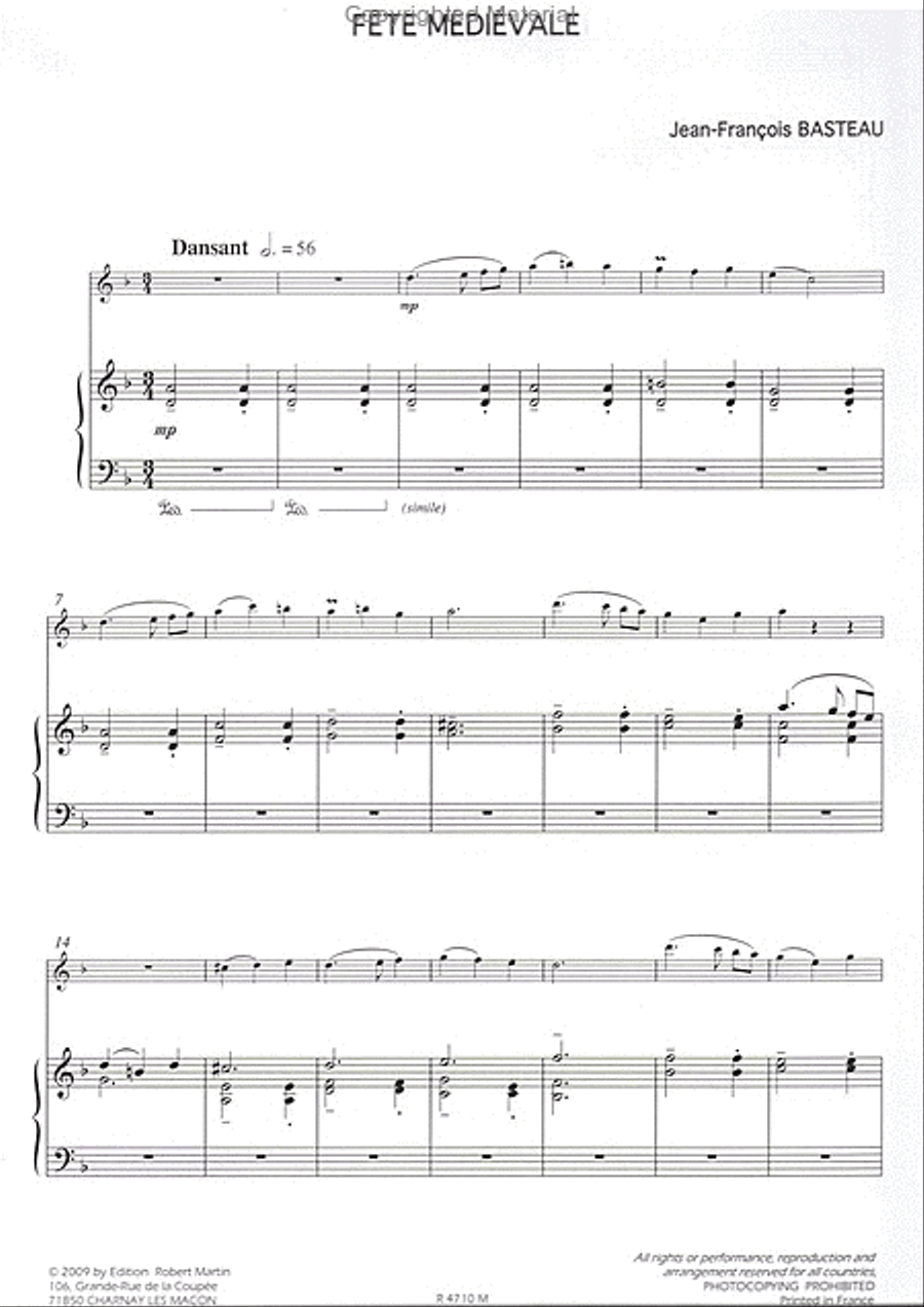 Fête médievale, pour flûte et piano Piano Accompaniment scores gallery preview page 2