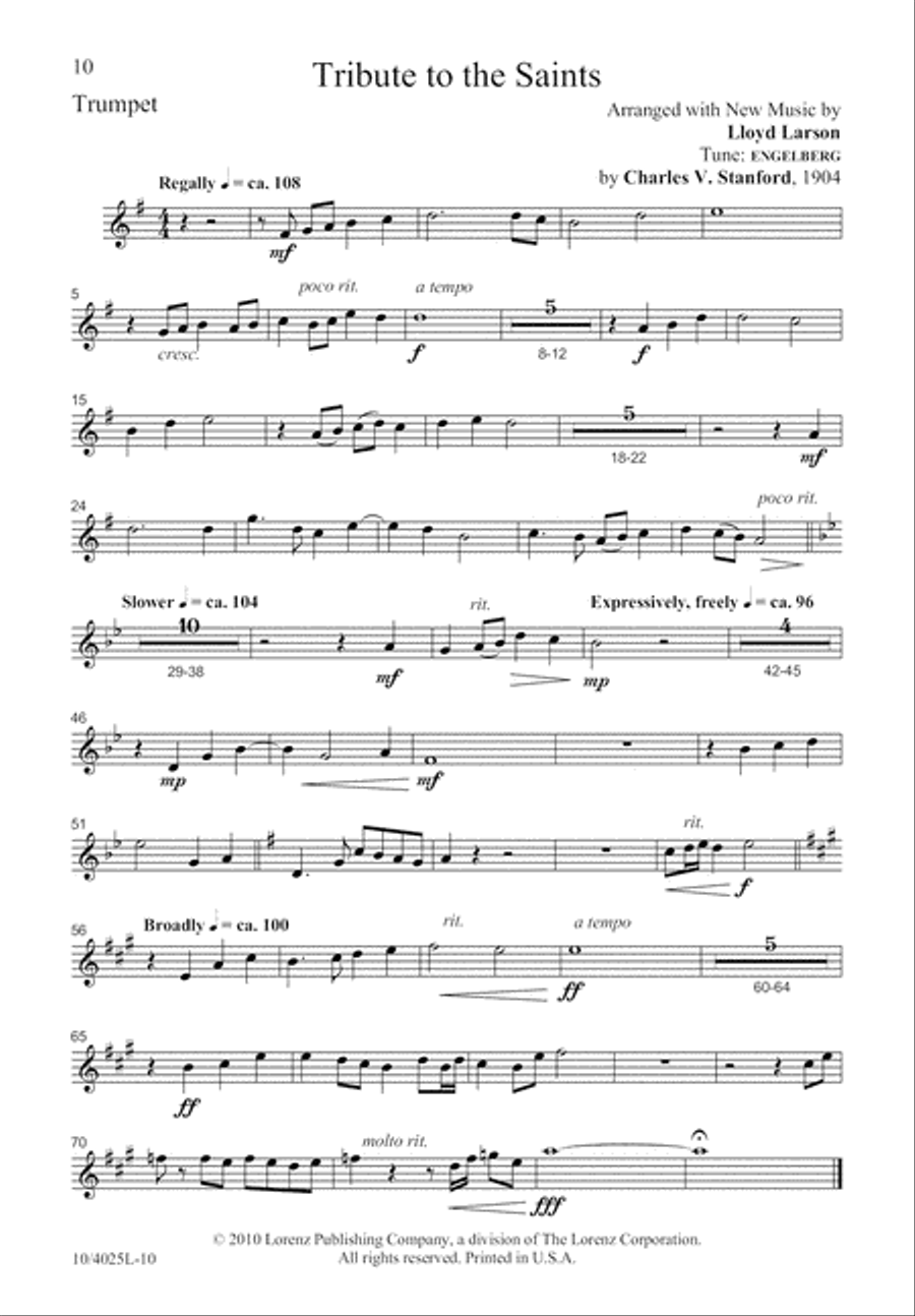Tribute to the Saints 4-Part scores gallery preview page 10