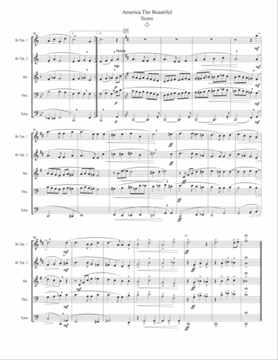 America The Beautiful (Chorale Version) for Brass Quintet Brass Quintet scores gallery preview page 4