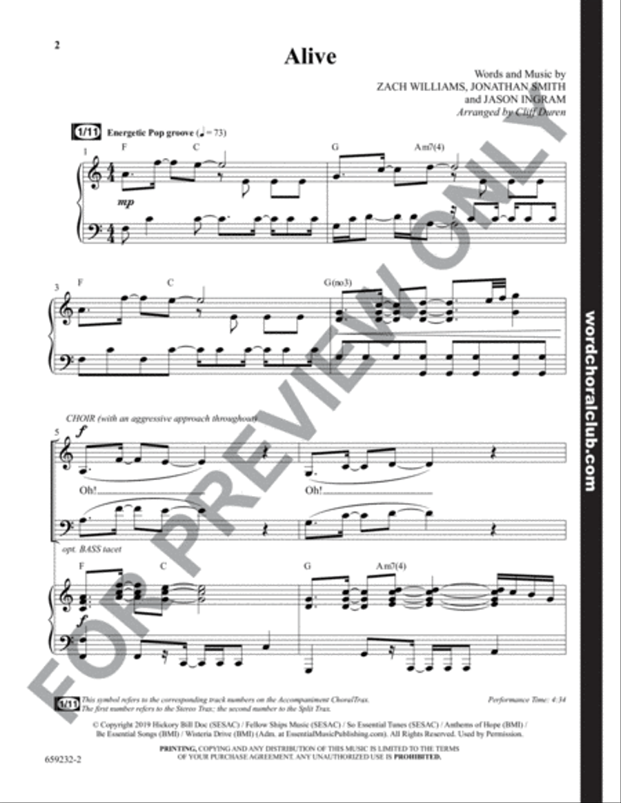 Alive - Anthem Alive - Anthem 4-Part scores gallery preview page 2