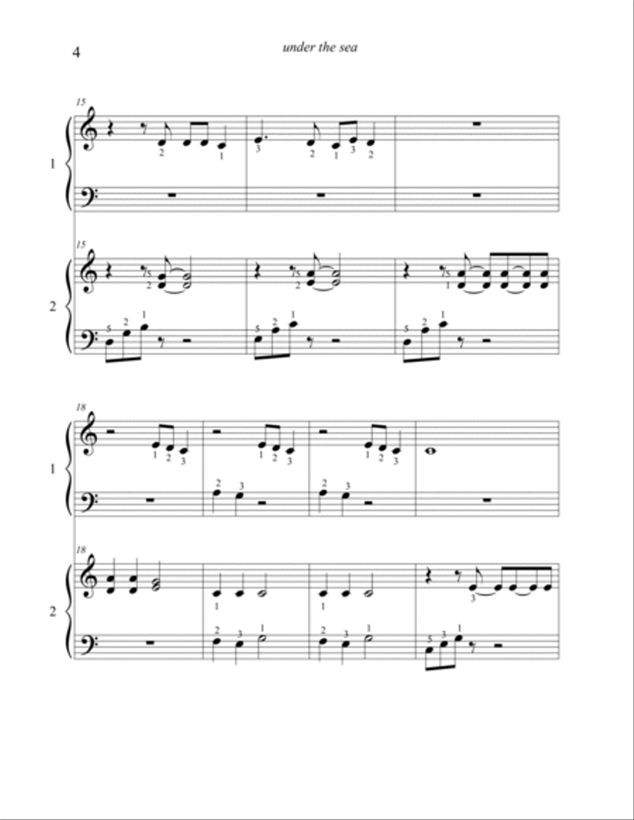 Under The Sea Easy Piano scores gallery preview page 4
