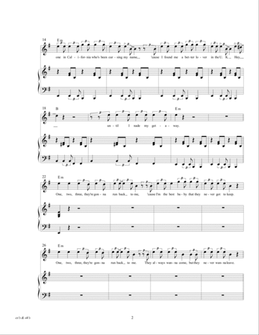 Ex's & Oh's Ex's & Oh's Piano, Vocal, Guitar scores gallery preview page 4