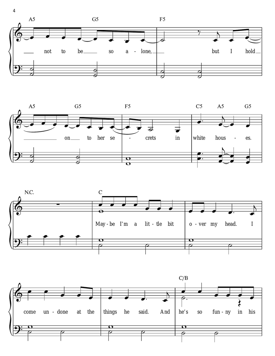 White Houses Easy Piano scores gallery preview page 4