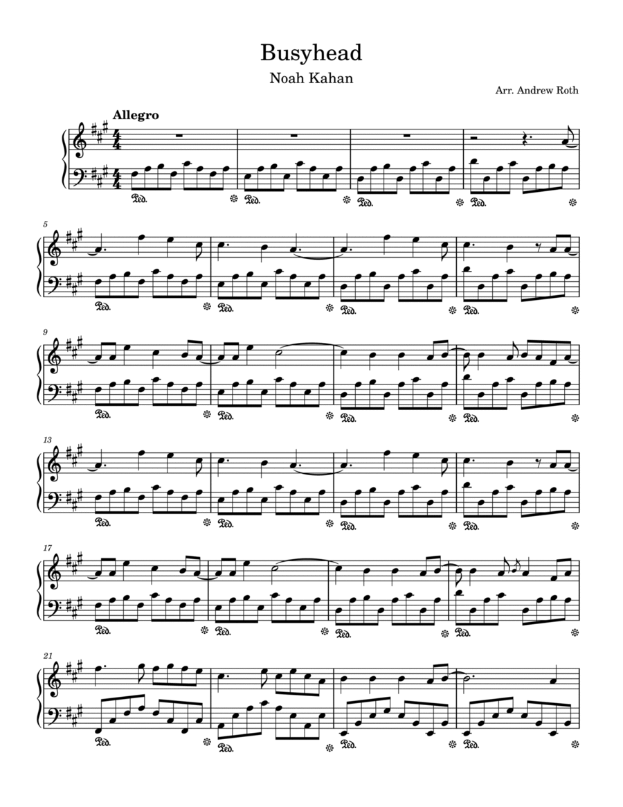 Busyhead Piano Solo scores gallery preview page 1