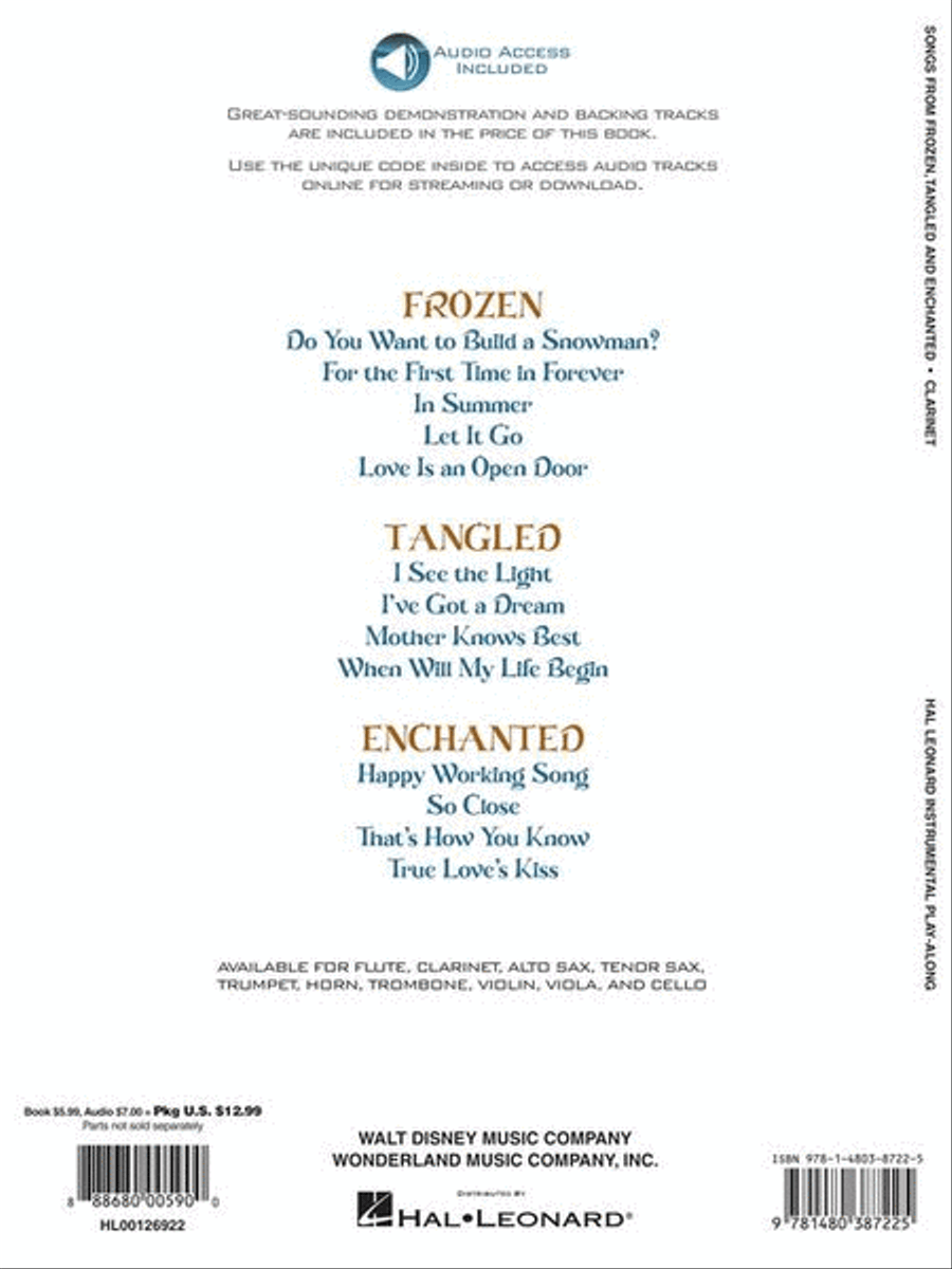 Songs from Frozen, Tangled and Enchanted Clarinet Solo scores gallery preview page 6
