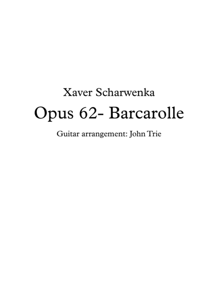 Opus 62, Barcarolle by Xaver Scharwenka Acoustic Guitar - Digital Sheet Music