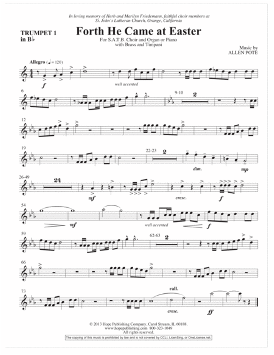 Forth He Came at Easter Choir scores gallery preview page 13