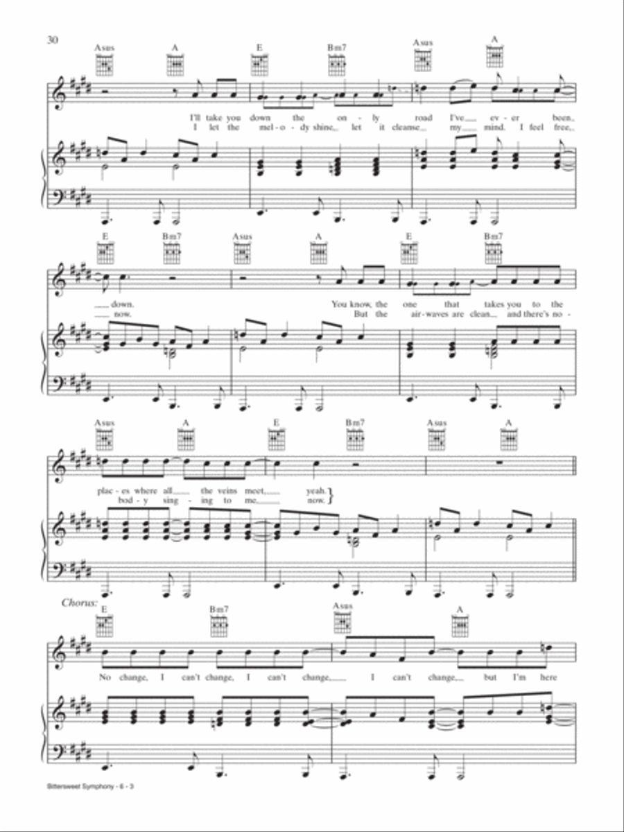 Bitter Sweet Symphony Piano, Vocal, Guitar scores gallery preview page 3